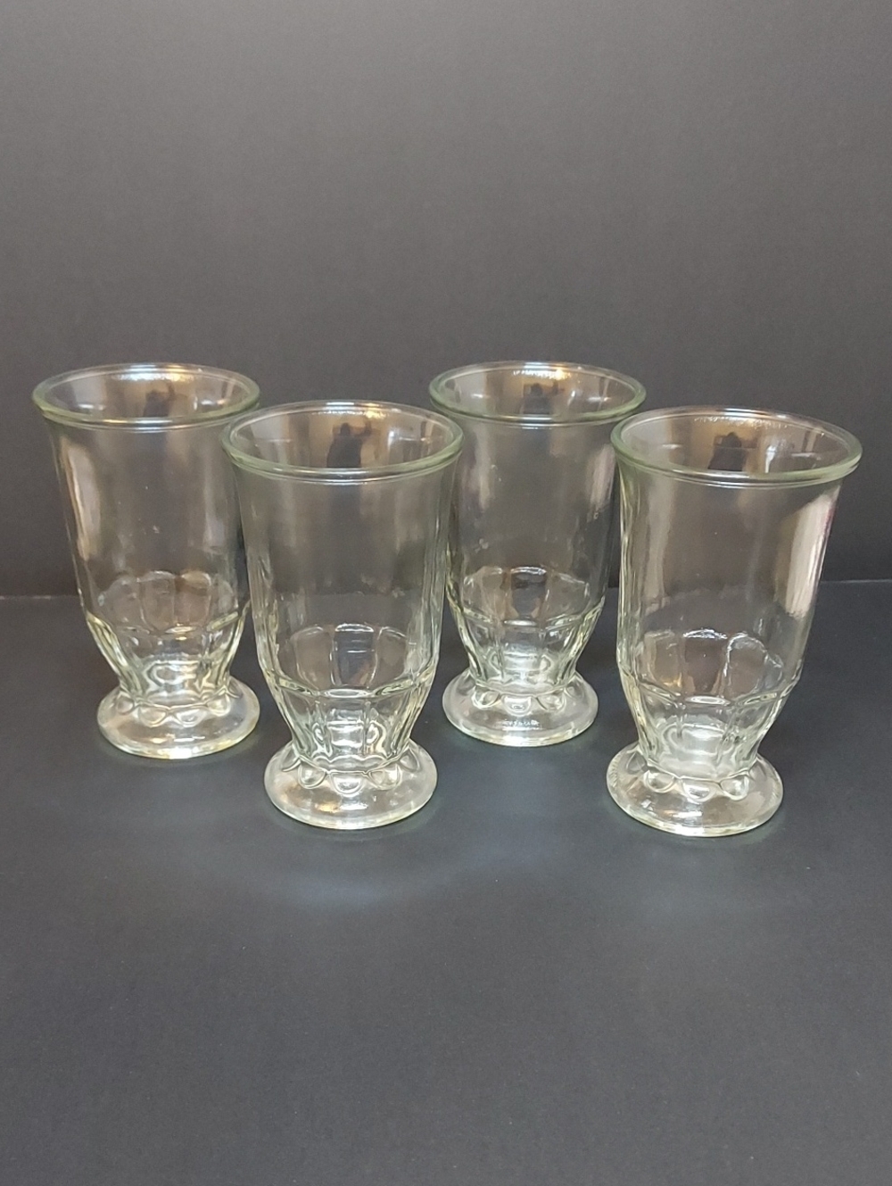 Vintage 1960s Clear Thumbprint Jelly Juice Shrimp Cocktail Footed Glasses